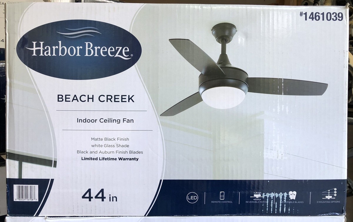 Harbor Breeze Beach Creek 44-in Matte Black LED Indoor Ceiling Fan with Light Kit and Remote (3-Blade) Harbor Breeze Beach Creek 44-in Matte Black LED Indoor Ceiling Fan with Light Kit and Remote (3-Blade)