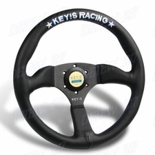 340mm Keys White Embroidery Leather Deep Dish Steering Wheel For Omp Rac