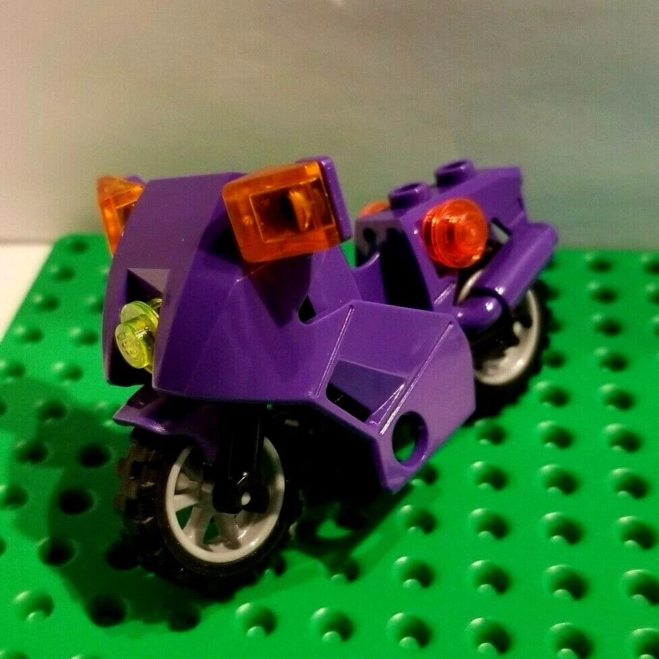 Lego Cat Woman Motorcycle Purple Bat Woman Bike Motorbike FREE HELMET Girl Boy - Image 2 of 2