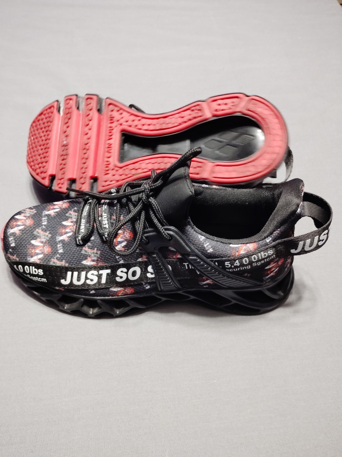 Just So So Sneakers Men 6.5 (37) Red Black Walking Athletic Blade Tennis Shoes image 9