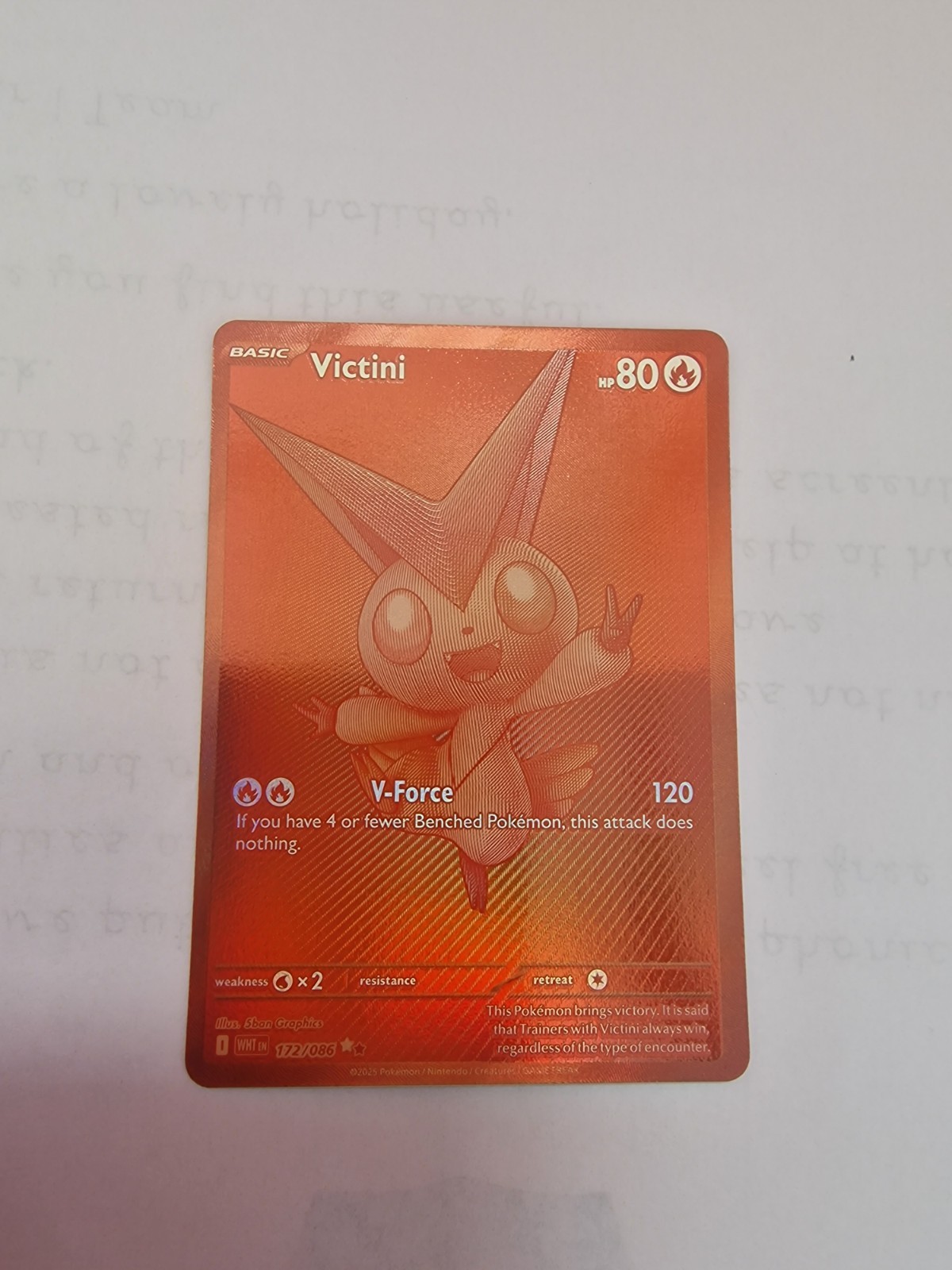 Pokémon TCG Victini White Flare Card 172/086 Nm/Mint