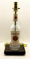 Four Roses Kentucky Bourbon Liquor Bar Bottle TABLE LAMP Light w/ Wood Base