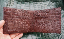 Double Side Genuine Brown Crocodile Belly Leather Skin Men's Bifold Wallet Y30