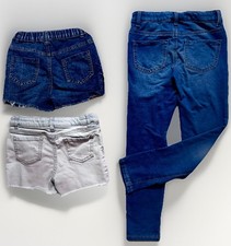 Girls Size 6 7 8 Denim Bundle Jeggings Shorts Butterfly Sunflower Cute Lot