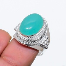 Aqua Chalcedony Gemstone 925 Sterling Silver Jewelry All Size Ring For Gift