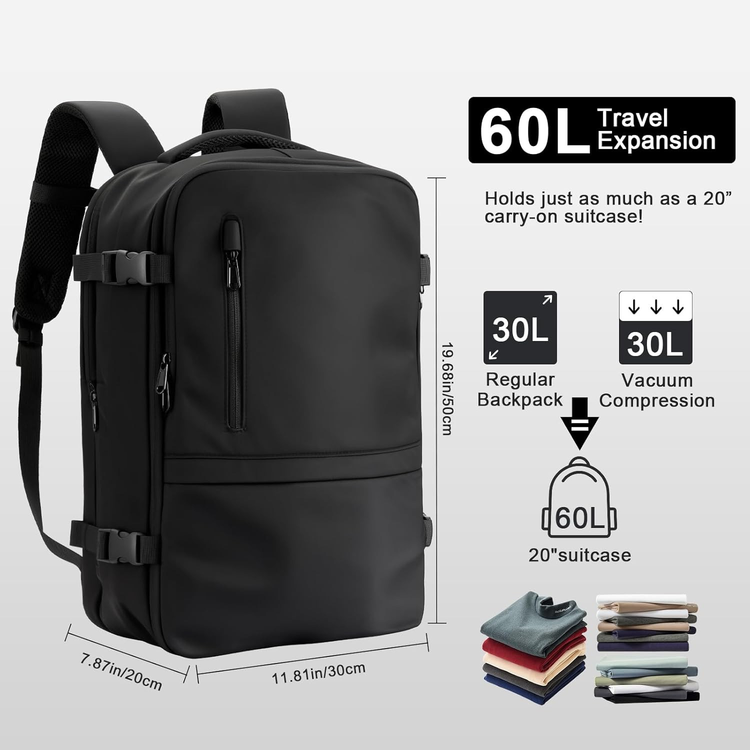60L Waterproof Travel Backpack - TSA Lock, Laptop Compartment, Durable Design