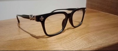 Black Glasses Chrome Hearts Style Silver Cross Unisex Eyewear