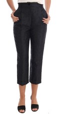 Dolce&Gabbana Women Black Dress Pants Casual Viscose High Waist Cropped Trousers