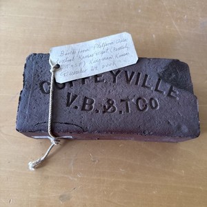 Antique Vintage Coffeyville VB&T Co Kansas Brick from Central Kansas Train Depot