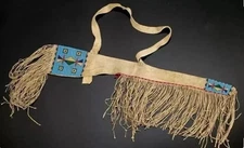 Native American Indian Beaded Rifle Scabbard Sioux Style Suede Leather Gun Cover