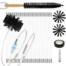 30 Feet Chimney Brush Cleaning Kit 6" Heavy Duty Brush 23 Flexible Rods Compa...