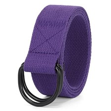 Men Canvas Belt Web Fabric Casual Belt with Black Double D-ring 1 1/2" Wide