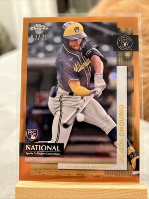 2024 Topps National Convention - Jackson Chourio #MLB-12 Chrome RC Orange /25
