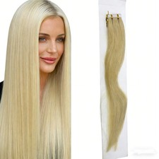 Tape in Hair Extensions,60pcs 90g 16 Inch Light Golden Blonde 24 Hair Extension