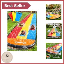 25Ft Slip Splash Slide - 3 Lane Fun with Advanced Sprinkler System