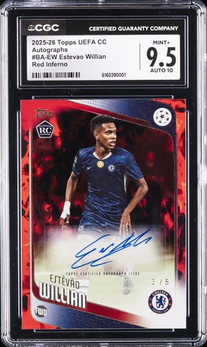 2025-26 TOPPS UEFA CLUB COMPETITIONS AUTOS RED INFERNO ESTEVAO WILLIAN CGC 9.5