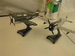 Postage Stamp Pair P47 Thunderbolt  NM with Stands  1:100
