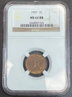 1907 1C MS-62 RB Indian Cent - Slabbed and graded by NGC