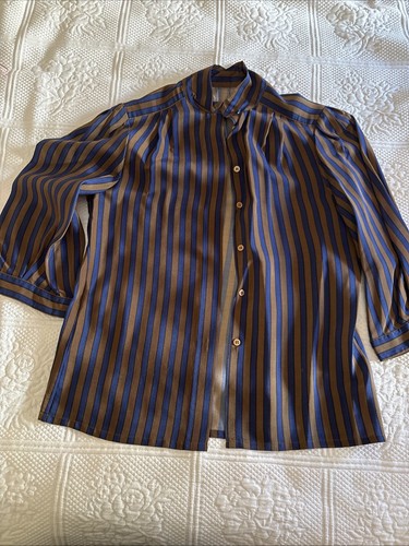 Vintage Striped Silk Blouse Size 10