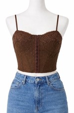 LA Hearts Lace Corset Top Women s XS Brown Bustier Y2K Cami