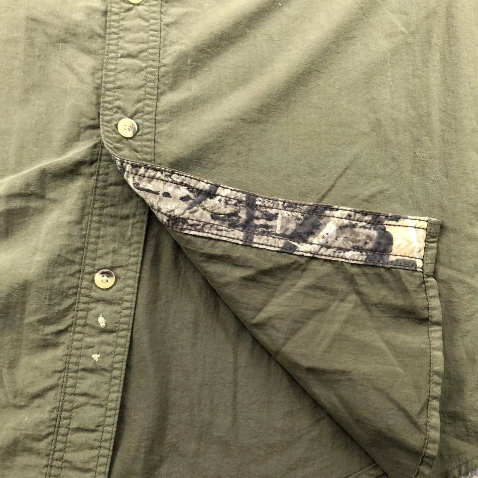 Mossy Oak Shirt Mens Large Green Trevlite Short Sleeve Fishing Camo Trim Nylon - Image 2 of 4