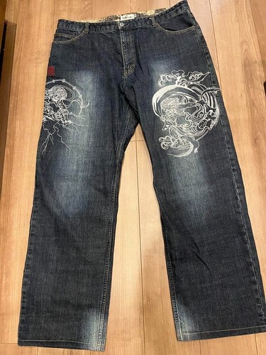 Jeans Karakuri Tamashii uomo design Fujin Raijin denim ricamato taglia 40 - Foto 2 di 9