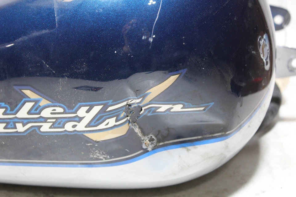 98-02 Harley OEM Road King tanque de combustible de gasolina carburado azul abollado! Foto 3 de 4