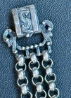 Antique Silver Tone Art Deco Czech Blue Gemstone Filigree Design Bracelet — photo 10