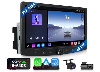 10,1 Zoll QLED Android 13 8Core Autoradio Carplay GPS Navi DSP 6+64 2 DIN 4G LTE