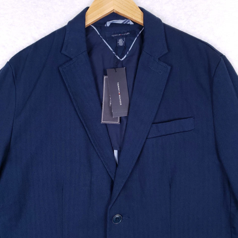 Chaqueta Blazer Tommy Hilfiger Azul Marino Para Hombre Talla Grande Calce Clásico Estilo Preppy Foto 2 de 4