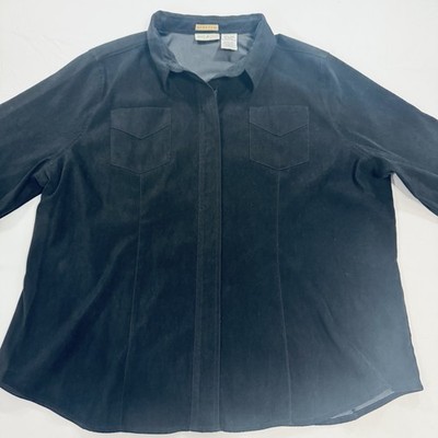 WHITE STAG Women's Black Stretch Full-Zip Shirt/Jacket/Shacket, 24W