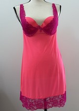 NWT Victoria's Secret Hot Pink Purple Lace Wired Babydoll Chemise Lingerie 36B