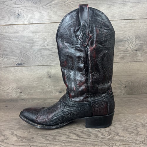 Resistol Ranch Ostritch Leg Leather Western Cowboy Boots Men's 11D Black M3033R - Picture 7 of 15
