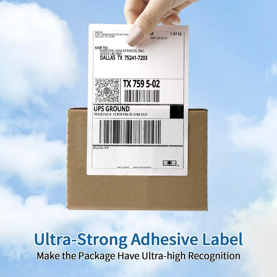 100PCS 4"x6" Fanfold Direct Thermal Shipping Labels for Zebra & Rollo Printers - Image 4 of 4