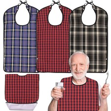3 Pcs Adult Bibs For Men Washable, Reusable Waterproof Large Bibs For Adult, ...