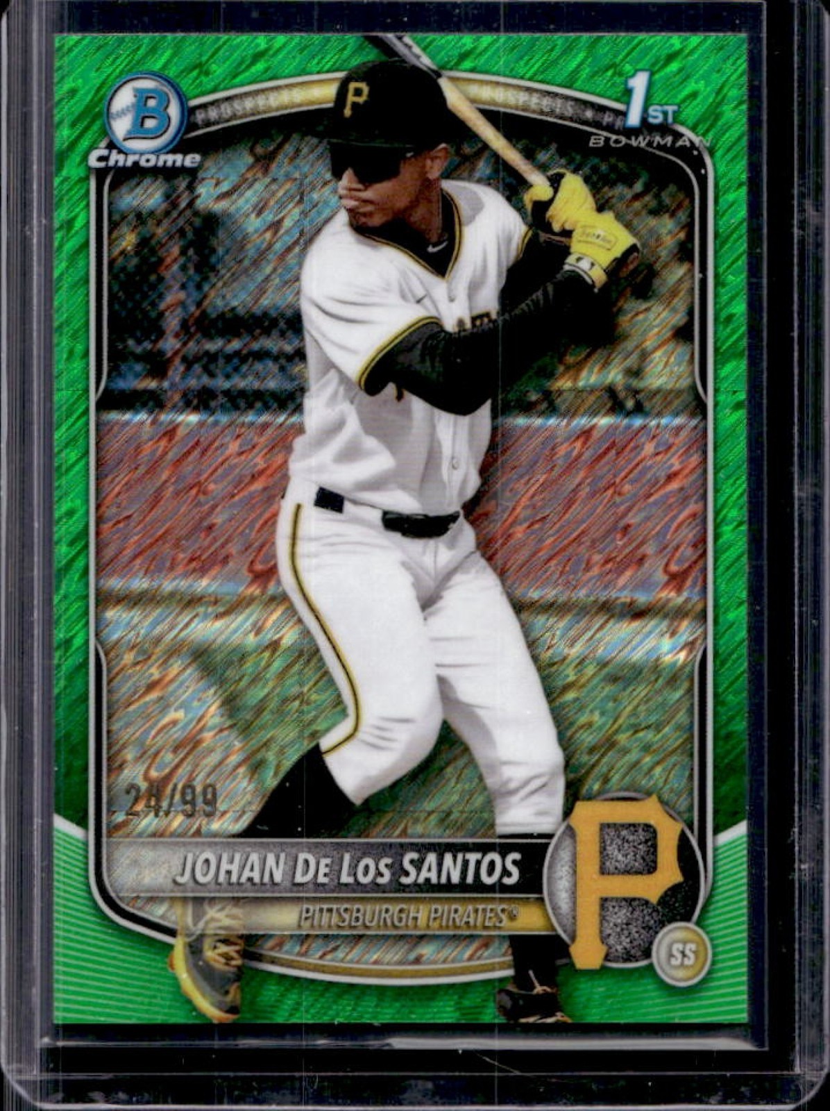 2025 Bowman Chrome Johan De Los Santos Green Shimmer Refractor 1st #24/99