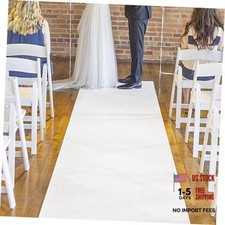 White Aisle Runner for Wedding Ceremony, 2 x 15 ft, Non-Woven Polyester Fabric