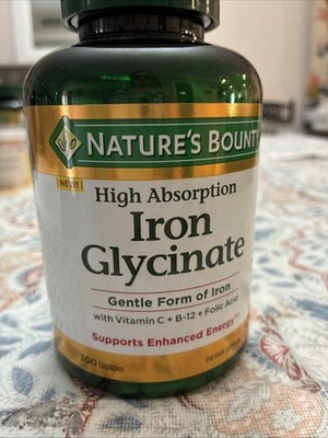 Nature's Bounty Iron Glycinate 300 Count EXP 3/2028- New