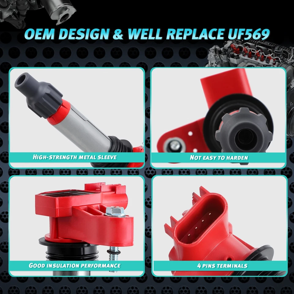 6X Ignition Coil & 6X Spark Plug for Chevy Traverse Cadillac GMC Acadia V6 UF569 - Image 3 of 4