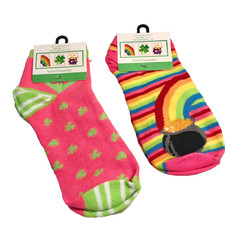 Shamrock Socks St Patricks Day Irish Celtic Pot Gold Rainbow Green 2 Pairs Lot