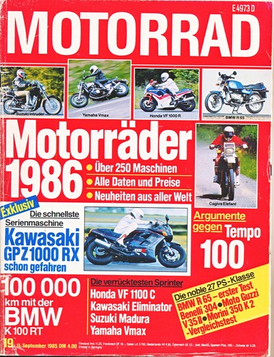 Motorrad - 9/1985 - Motorräder 1986 - BMW K100 RT - Kawasaki GPZ 1000 RX