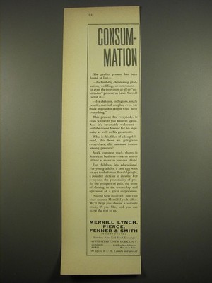 1961 Merril, Lynch, Pierce, Fenner & Smith Advertisement - Consummation