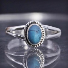 size 7.5, southwestern sterling silver 925 band ring with turquoise