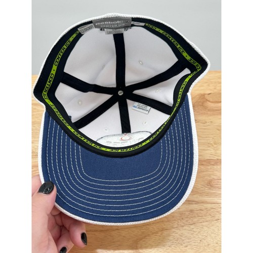 Title:Reebok NHL White Oilers Hockey Center Ice Sports Hat - Size S/M - Picture 4 of 6