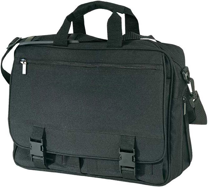 Deluxe Black Expendable Portfolio Briefcase Messenger Bag Or