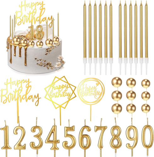 34 Pcs Happy Birthday Cake Toppers Decorations Birthday Candles DIY Cake Decor f