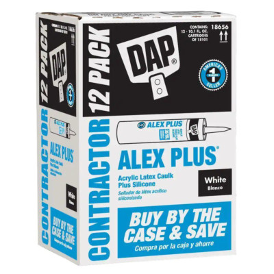 12-Pack DAP Alex Plus Acrylic Latex Caulk Plus Silicone Interior Exterior White
