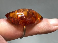 Natural OLD Antique 6.3 gr Cognac Honey Baltic Amber Stone Ring 