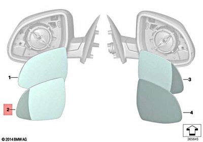 Genuine BMW X3 F25 F26 X3 18d 20dX Mirror Glass Heated Convex Left 