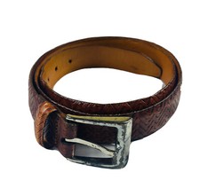 Martin Dingman Woven Treccia Calfskin Brass Buckle Belt Size 36 Excellent